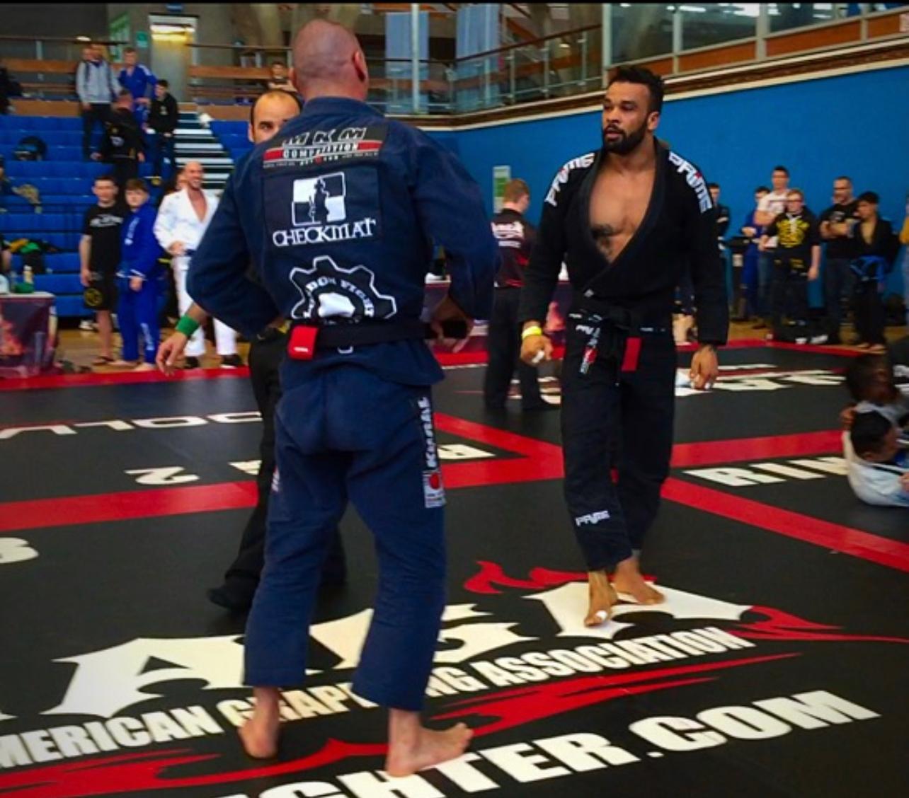 BJJ UNION athlete walking onto the competition mats
